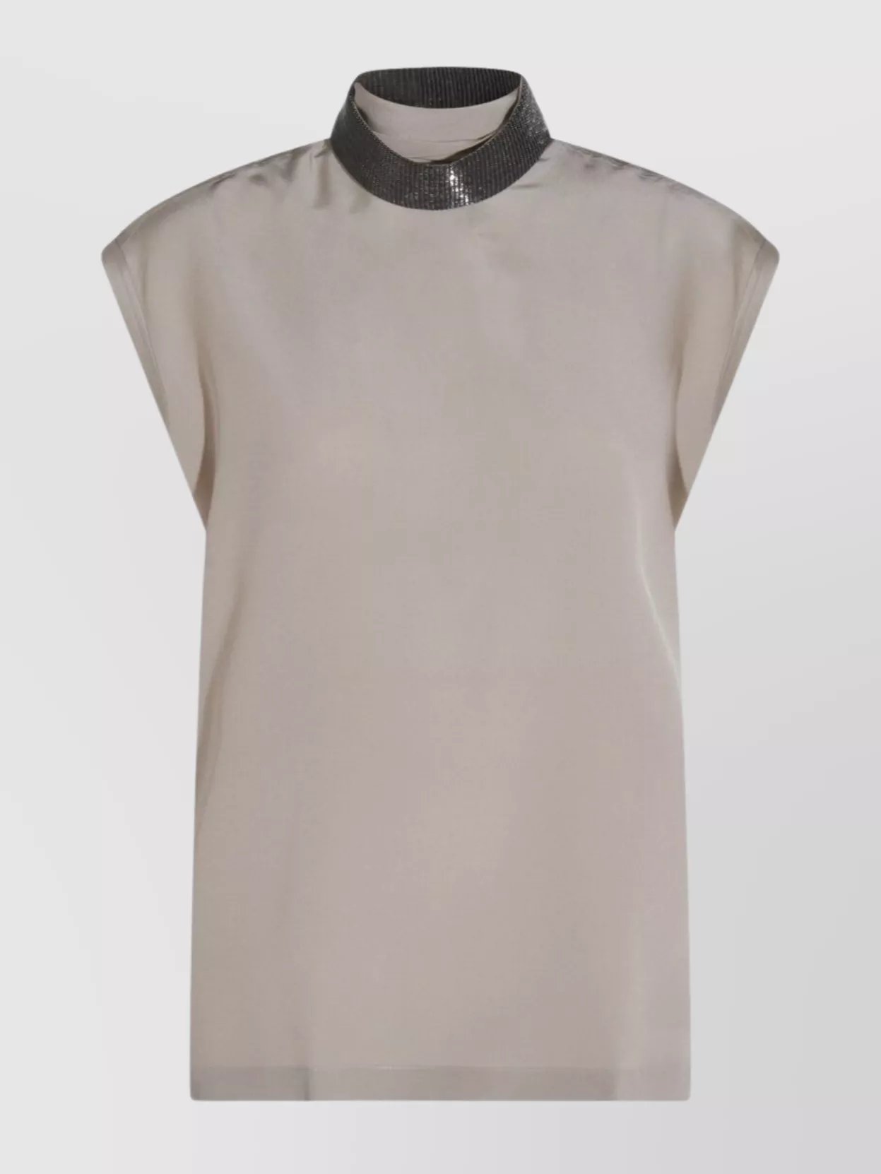 Brunello Cucinelli Keyhole Back Cap Sleeved Top In Gray