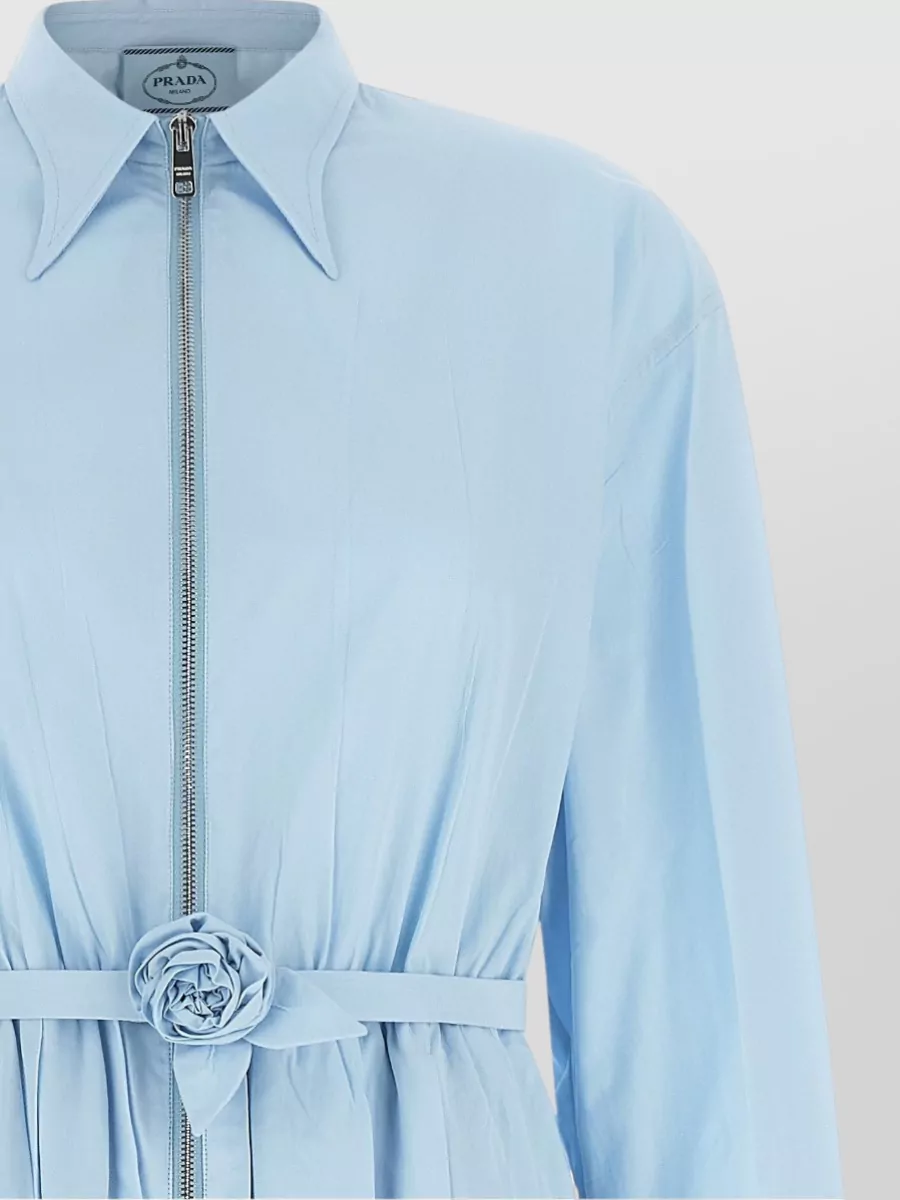 Prada Cotton Poplin Belted Shirt Midi Dress