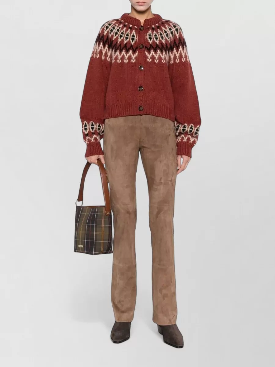 Via Masini 80 Leather Panelled Flared Trousers