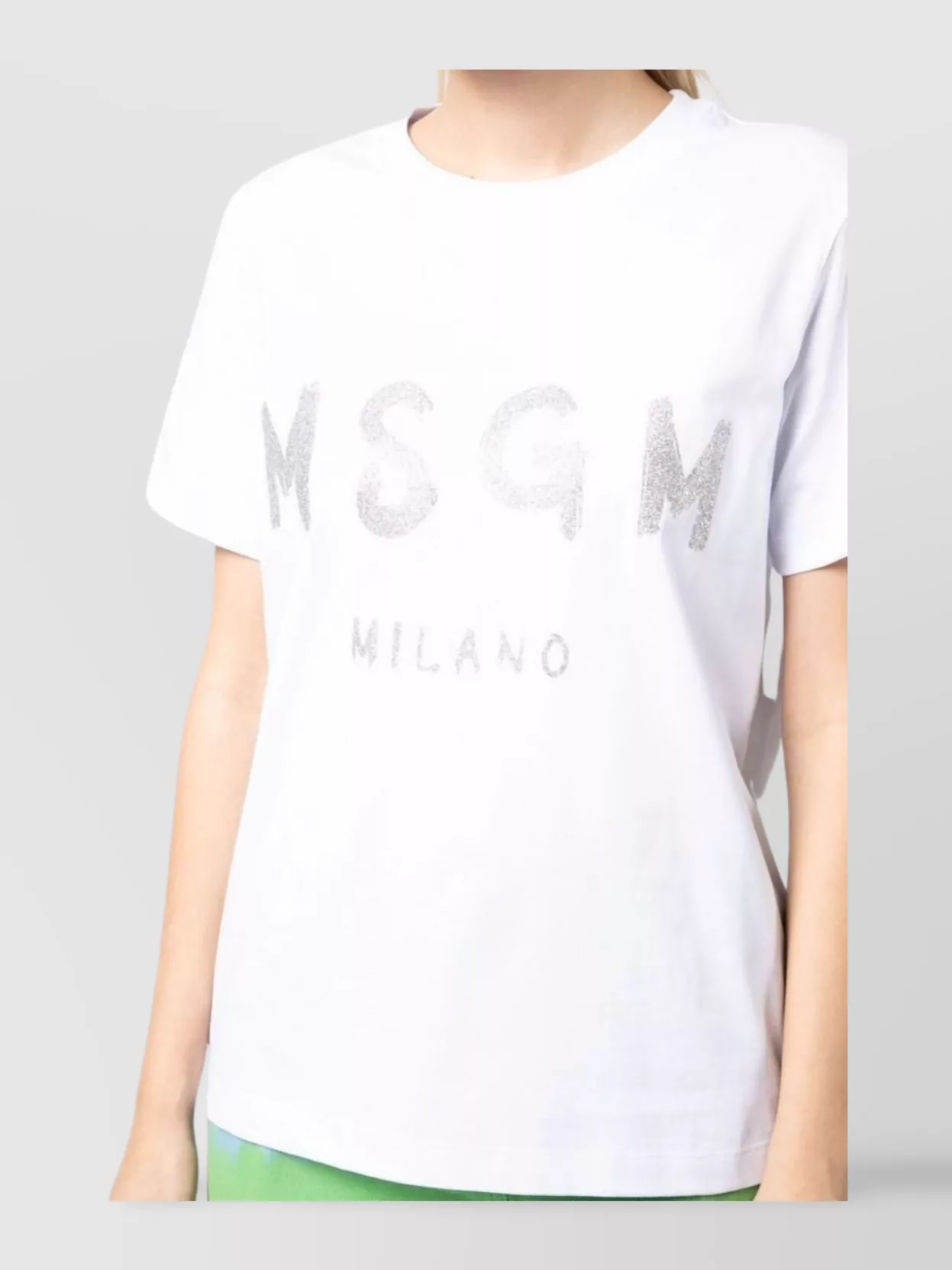 Msgm Glitter Cotton Jersey Knit Detail