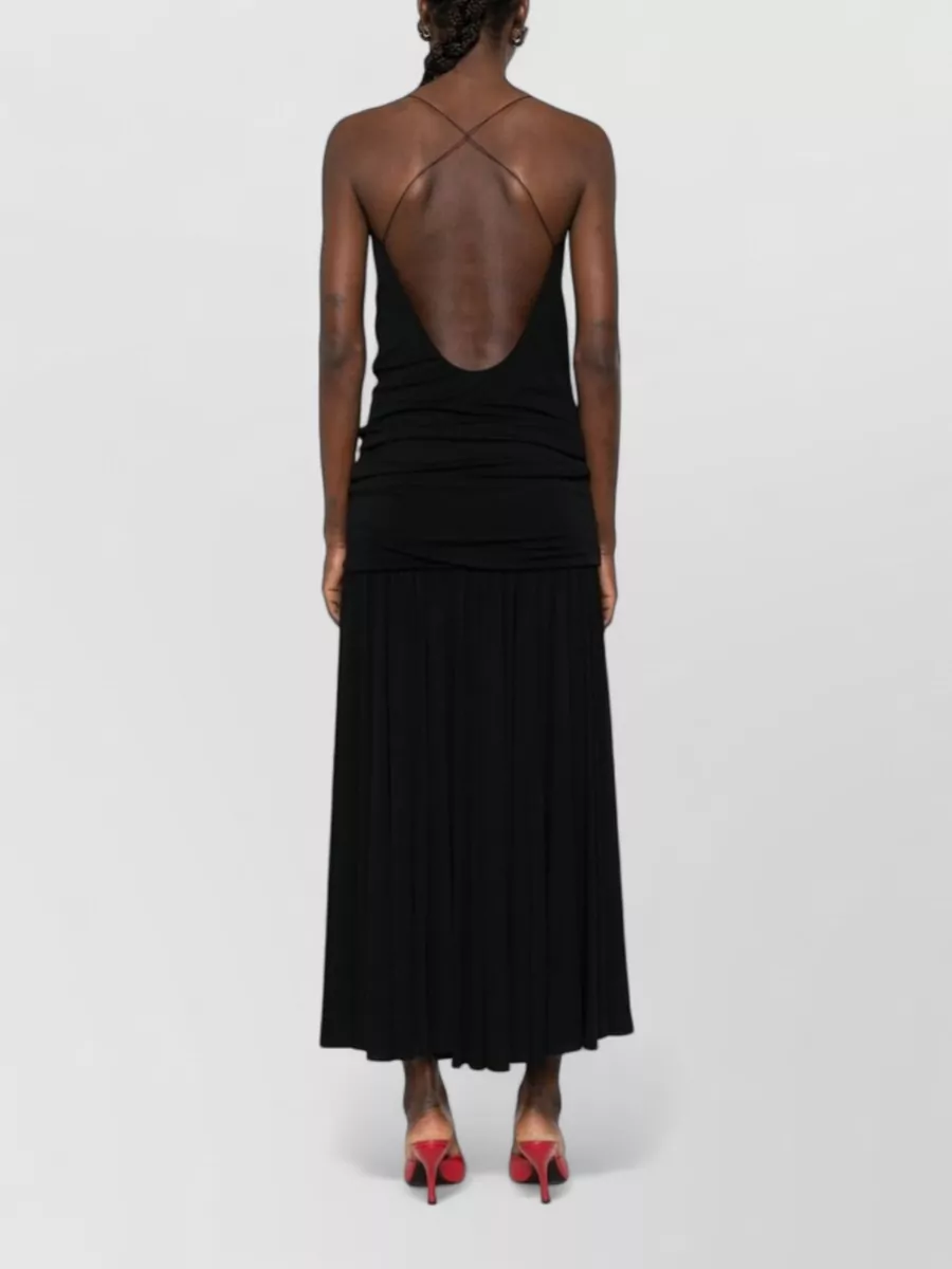 Jacquemus Abiha Dress Long Pleated Open Back