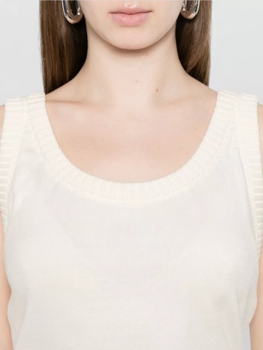 Moschino Cotton Ribbed Round-Neck Sleeveless Tank Top