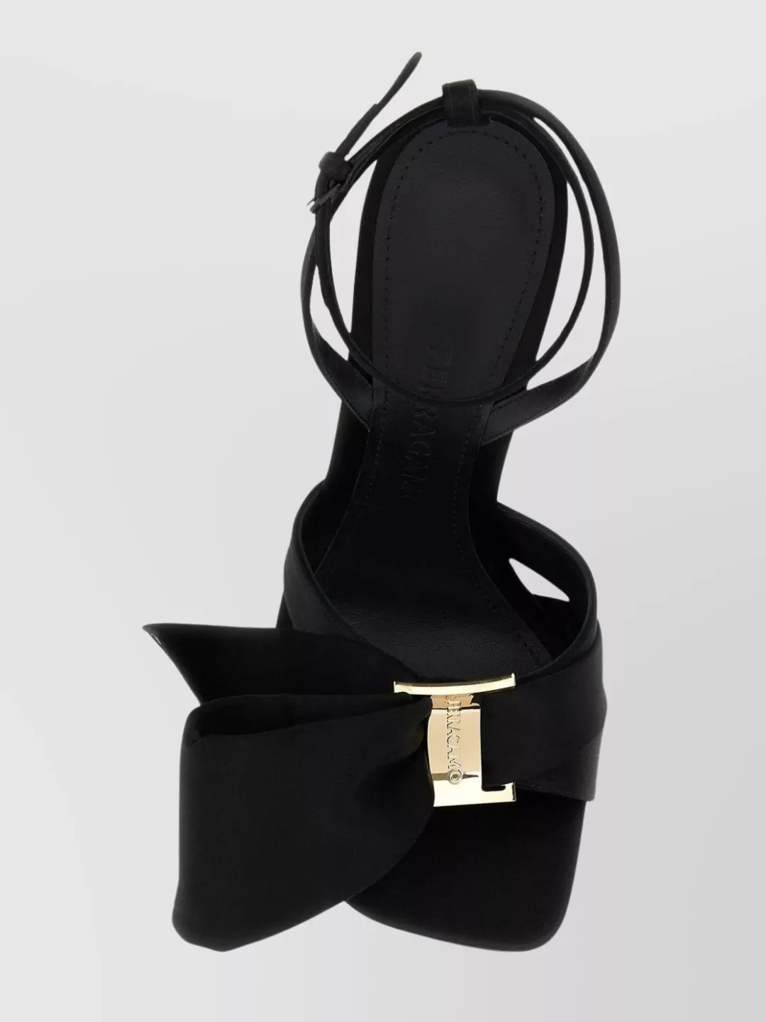 Ferragamo Bow Satin Sandals Peculiar Heel