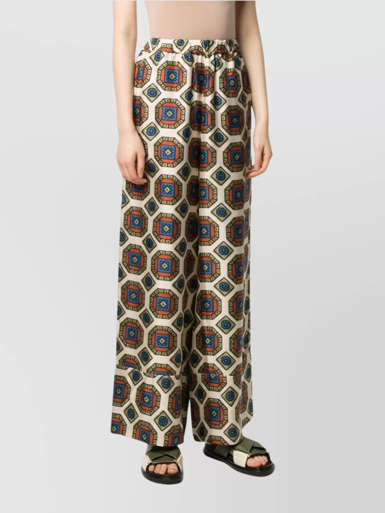 Pierre Louise Mascia Geometric Print Wide Leg Trousers