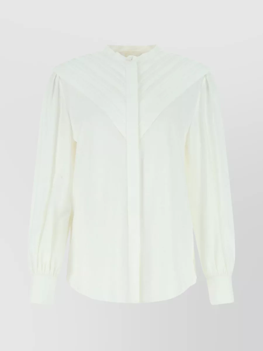 Shop Chloé Silk Mandarin Collar Blouse In White