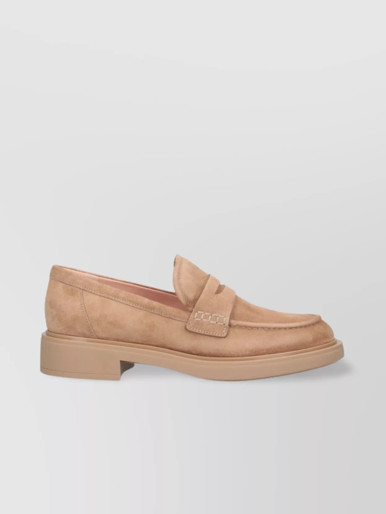 Shop Gianvito Rossi Loafers With Round Toe And Stitched Detailing In Brown