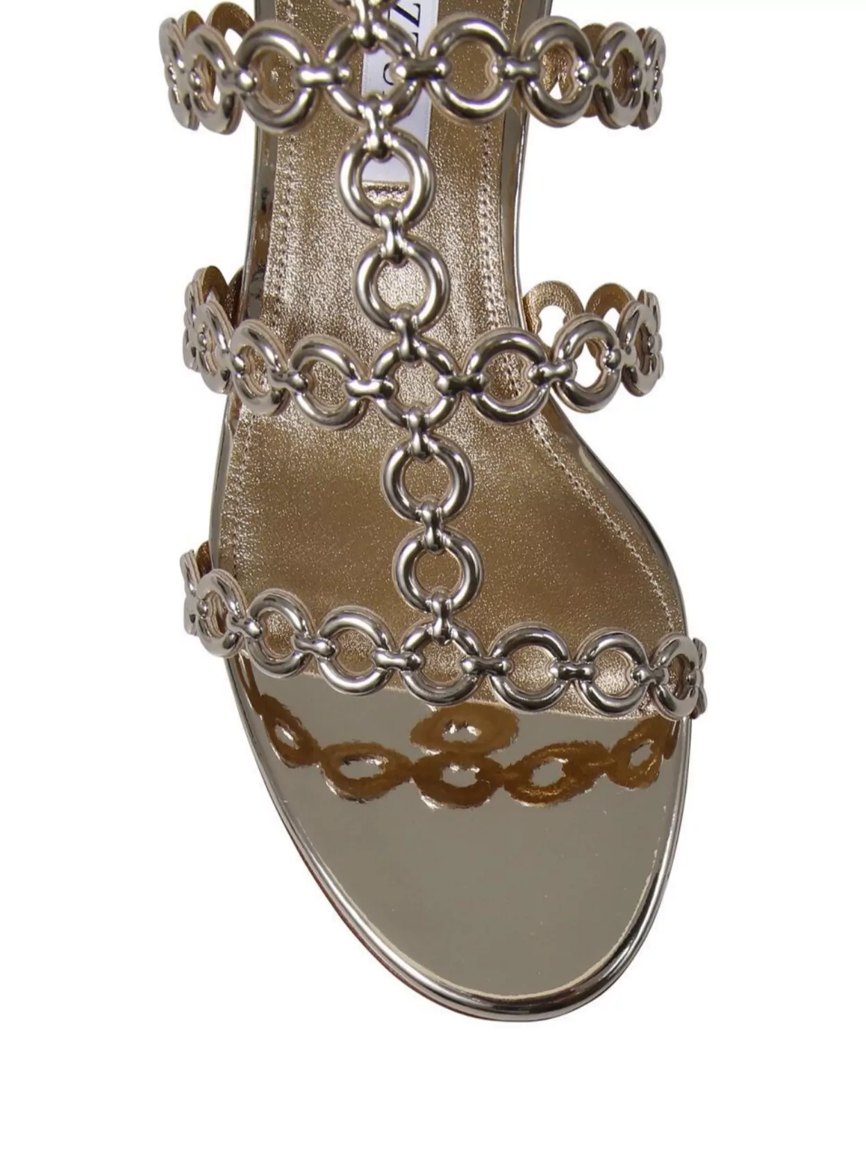 Aquazzura Infinity Chain Sandal In Mirrored Leather