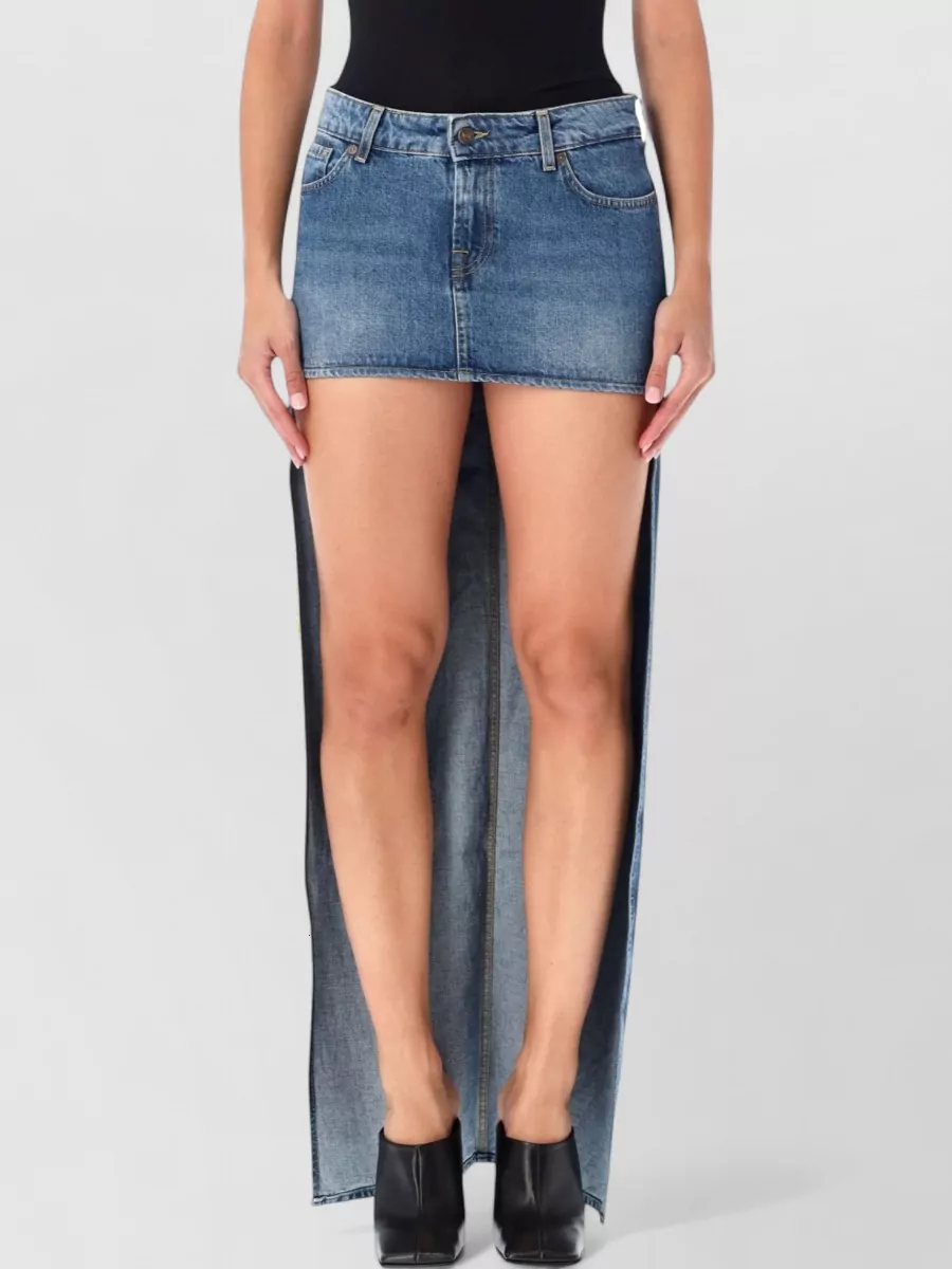 7 For All Mankind denim asymmetric low-rise mini skirt