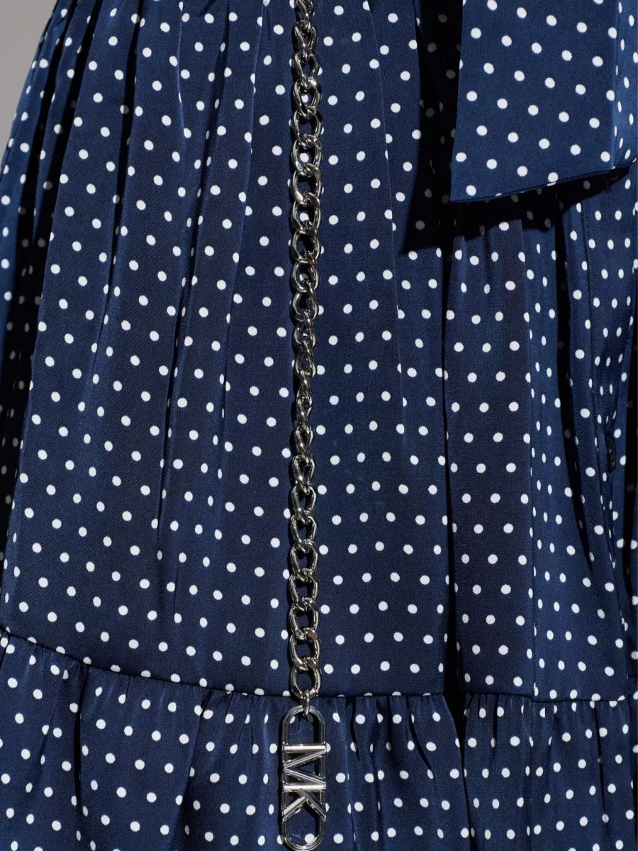 Michael Kors Long-Sleeve Polka-Dot Mini Dress