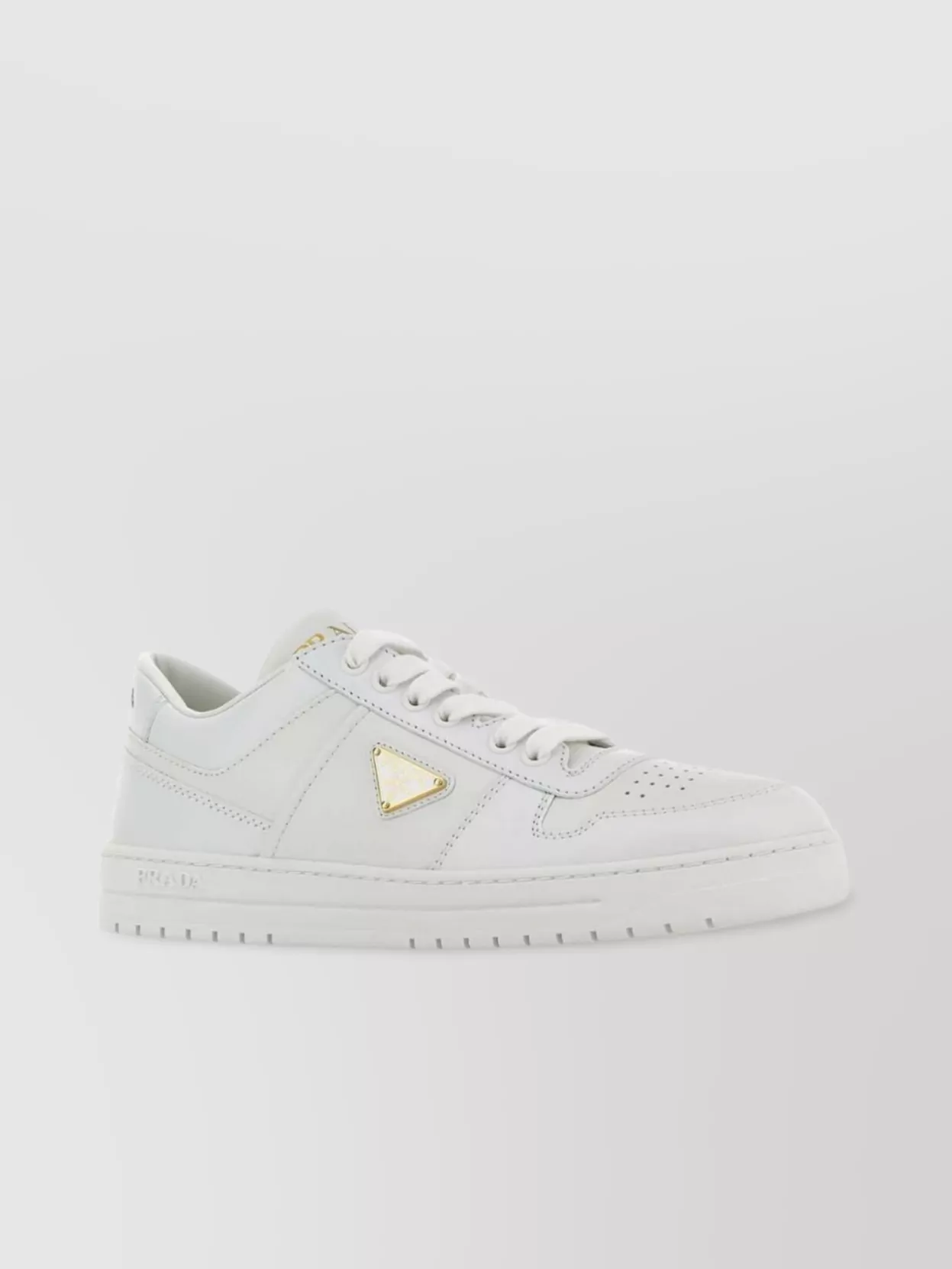 Prada Leather Sneakers Downtown Rubber Sole Perforated Toe
