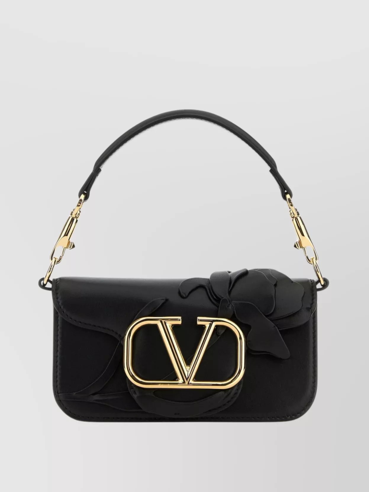 Shop Valentino Leather Handbag Small Floral Patch