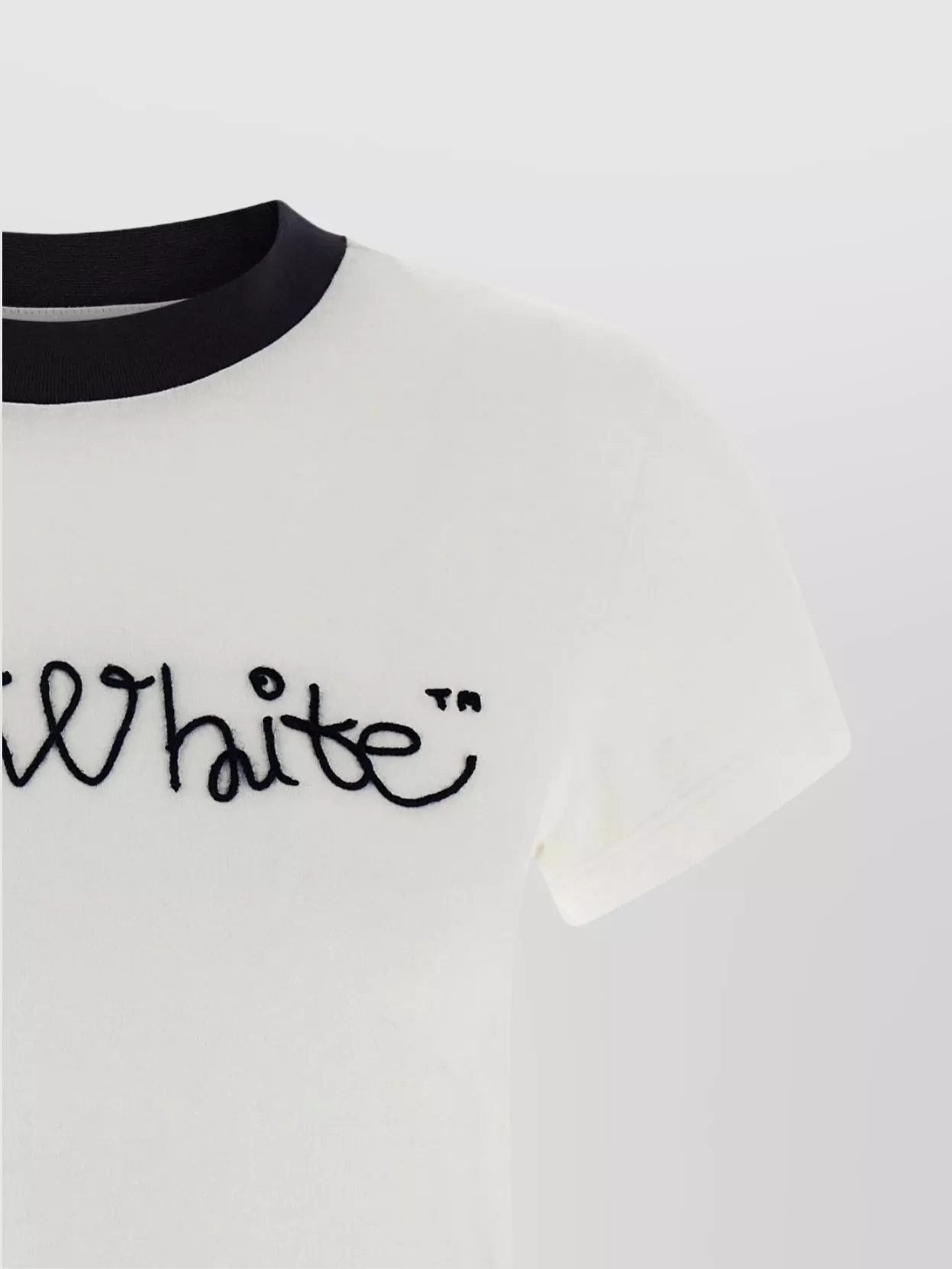 Off-White Short Sleeve Logo T-Shirt With Contrast Collar