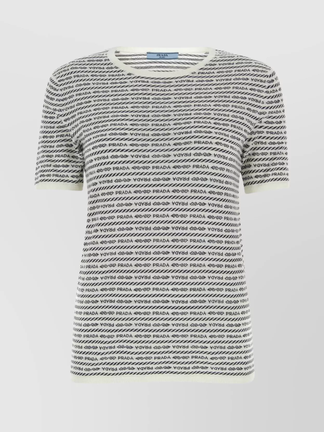 Shop Prada Embroidered Crewneck Wool Sweater In Grey