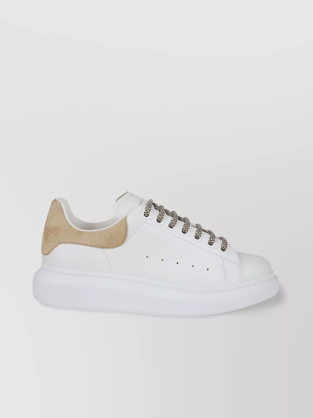 Shop Alexander Mcqueen Oversized Leather Sneakers With Contrasting Back Design