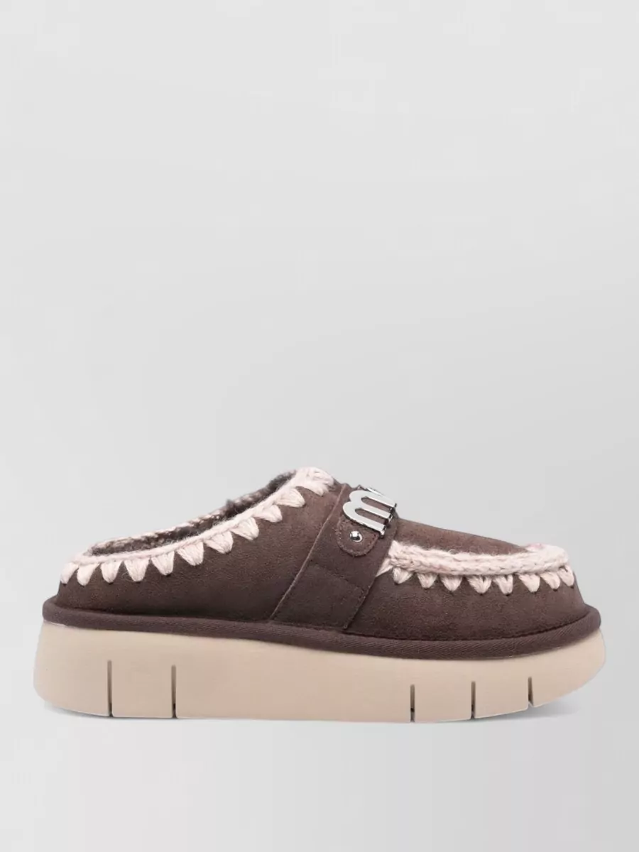 Mou sheepskin clog mules