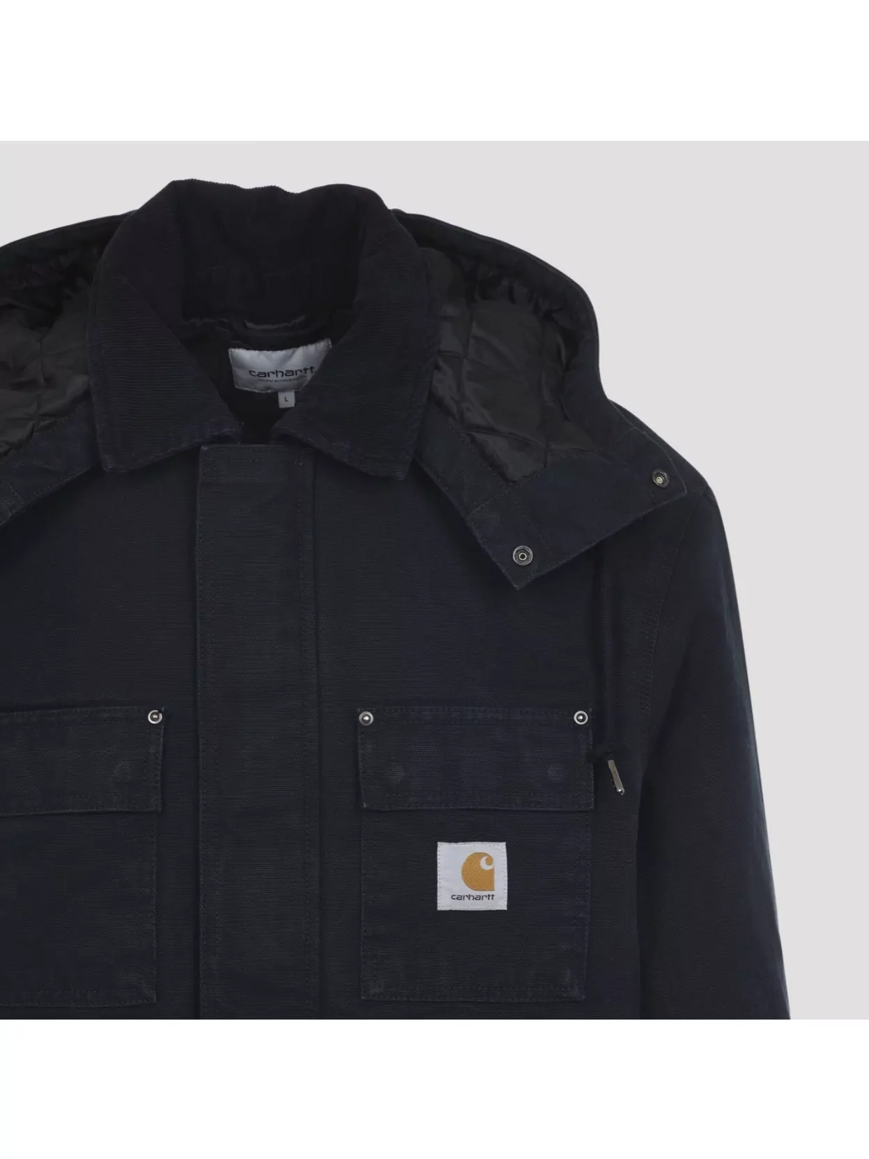 Carhartt Hooded Coat Featuring Front Pockets In Black
