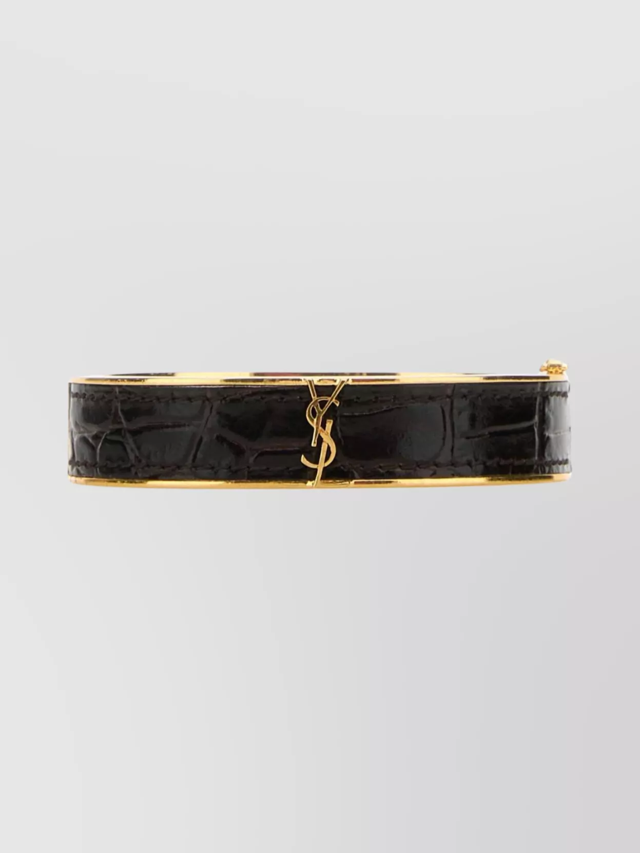 Shop Saint Laurent Leather And Metal Cassandre Bracelet