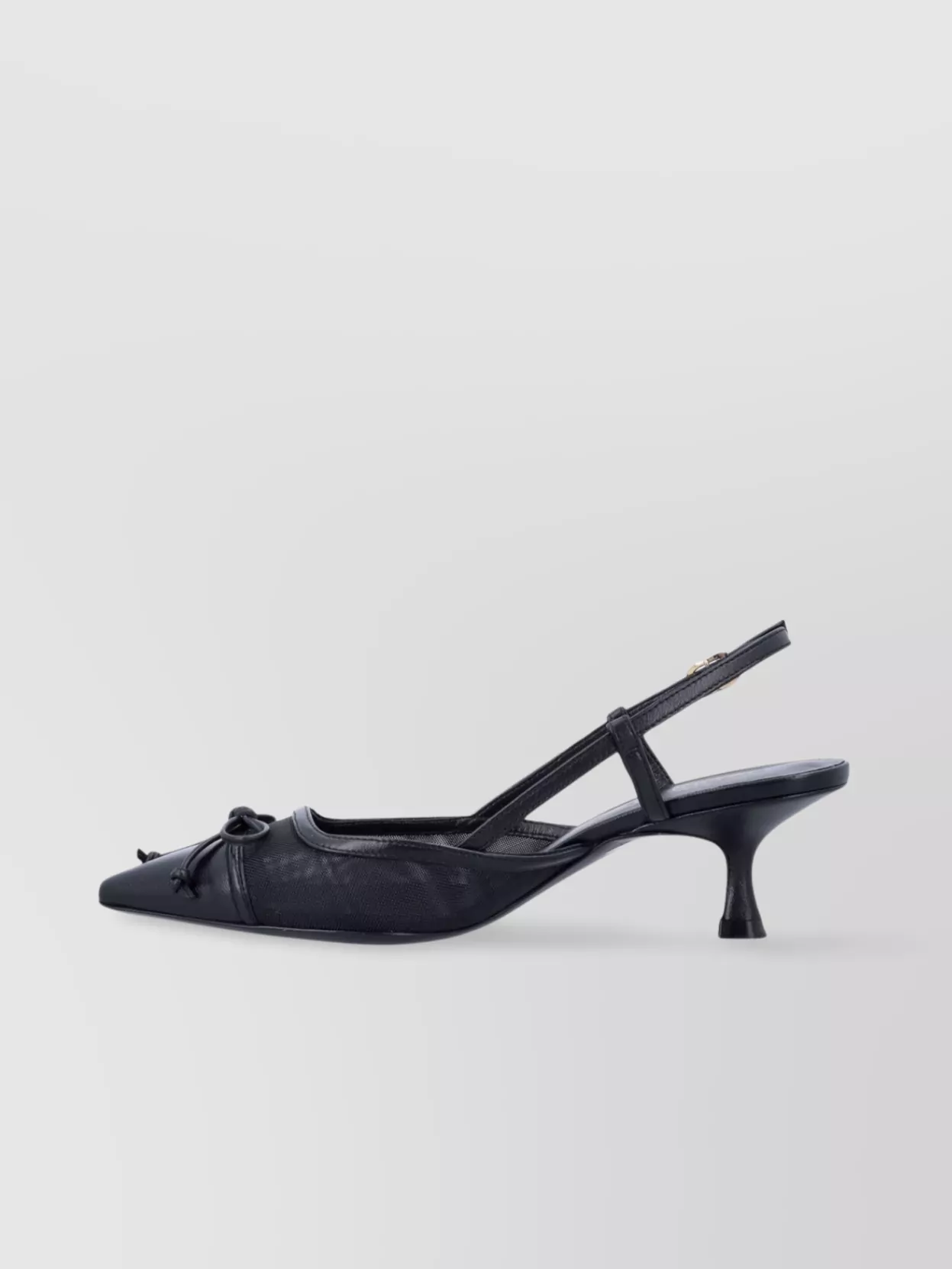 Stuart Weitzman Mesh And Leather Slingback Pumps With Sculptural Heel