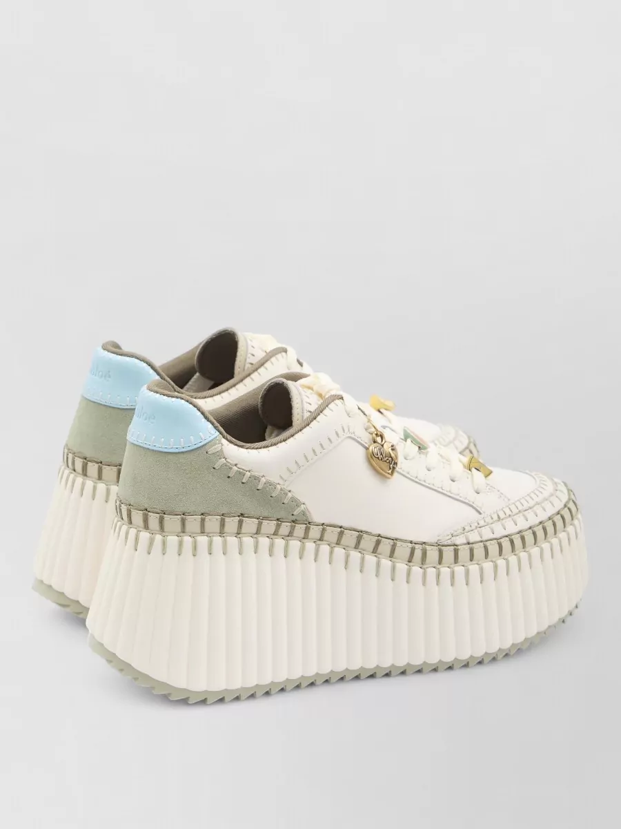 Chloé Leather Wedge Low-Top Sneakers
