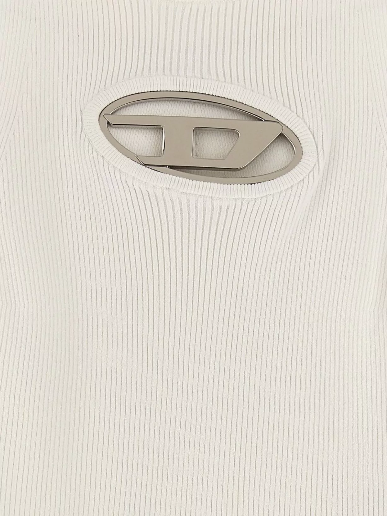 Diesel Ribbed Crew Neck Top With Cut-Out Detail
