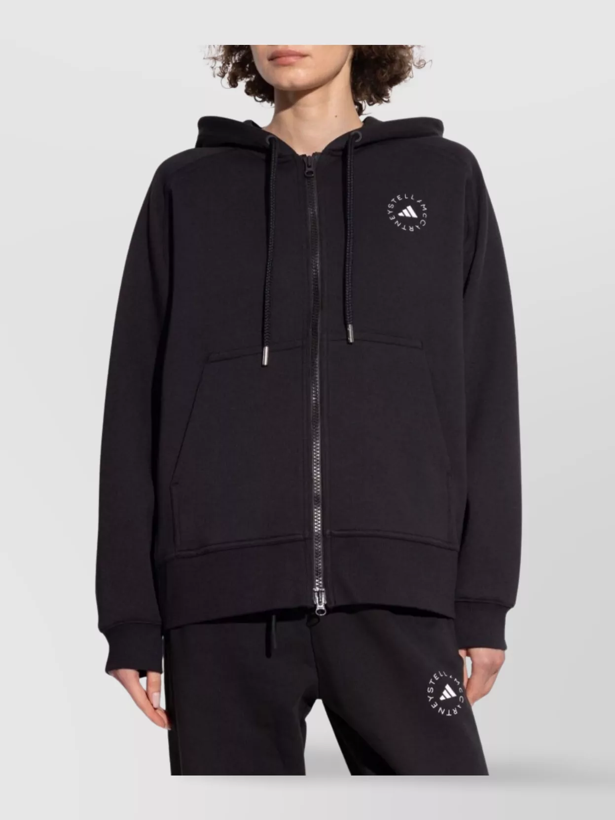 Adidas By Stella Mccartney Organic Cotton Logo Hoodie With Kangaroo Pocket