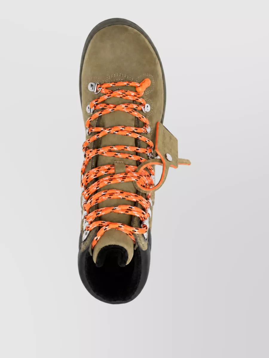 Off-White Leather Lace-Up Hiking Boots