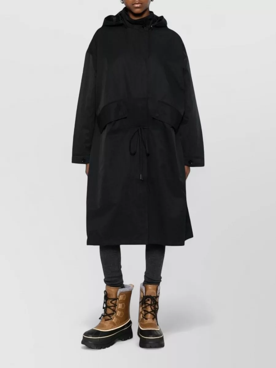 Closed Cotton Nylon Hooded Parka Coat