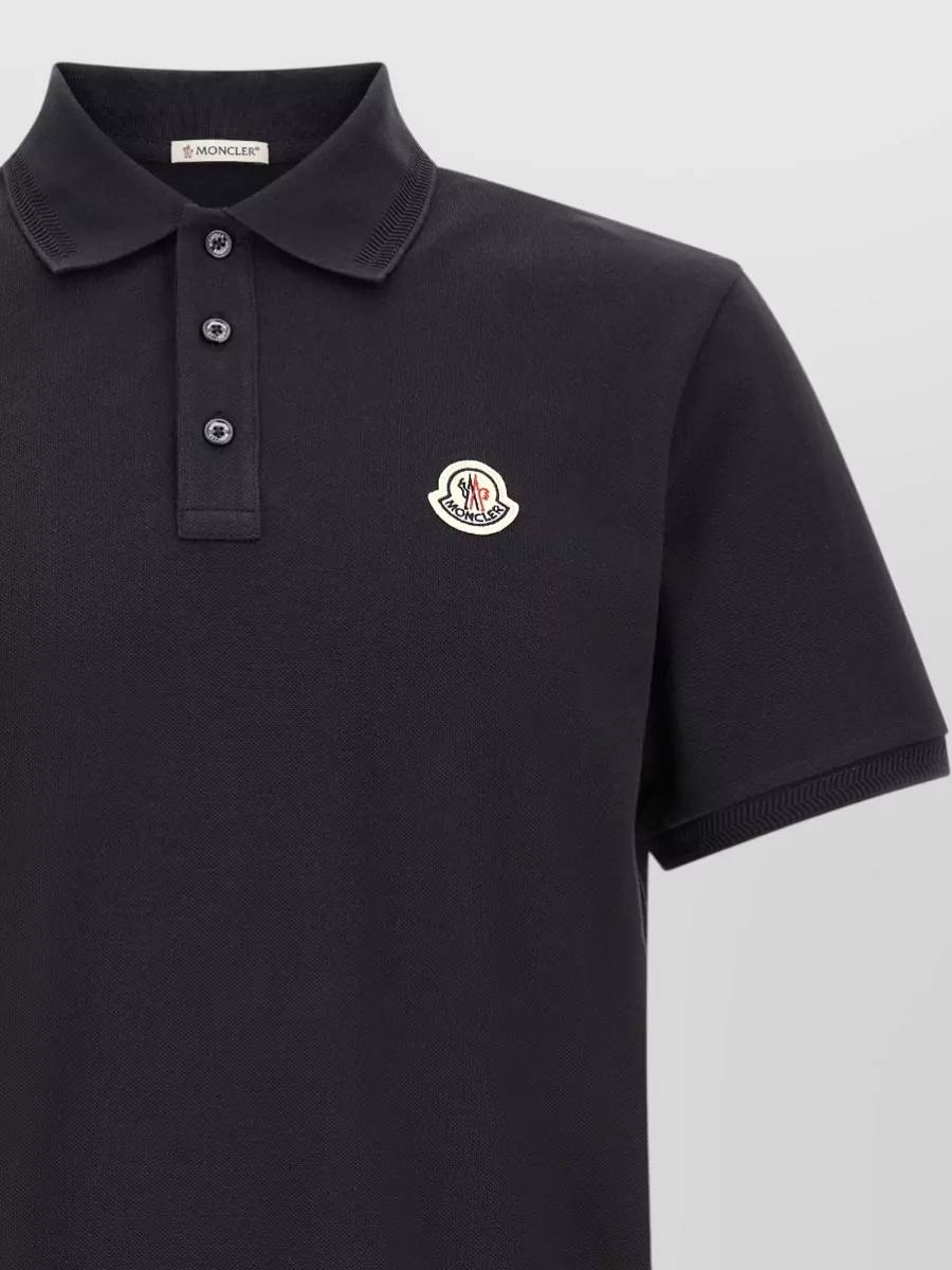Moncler Cotton Piqué Logo Patch Polo Shirt