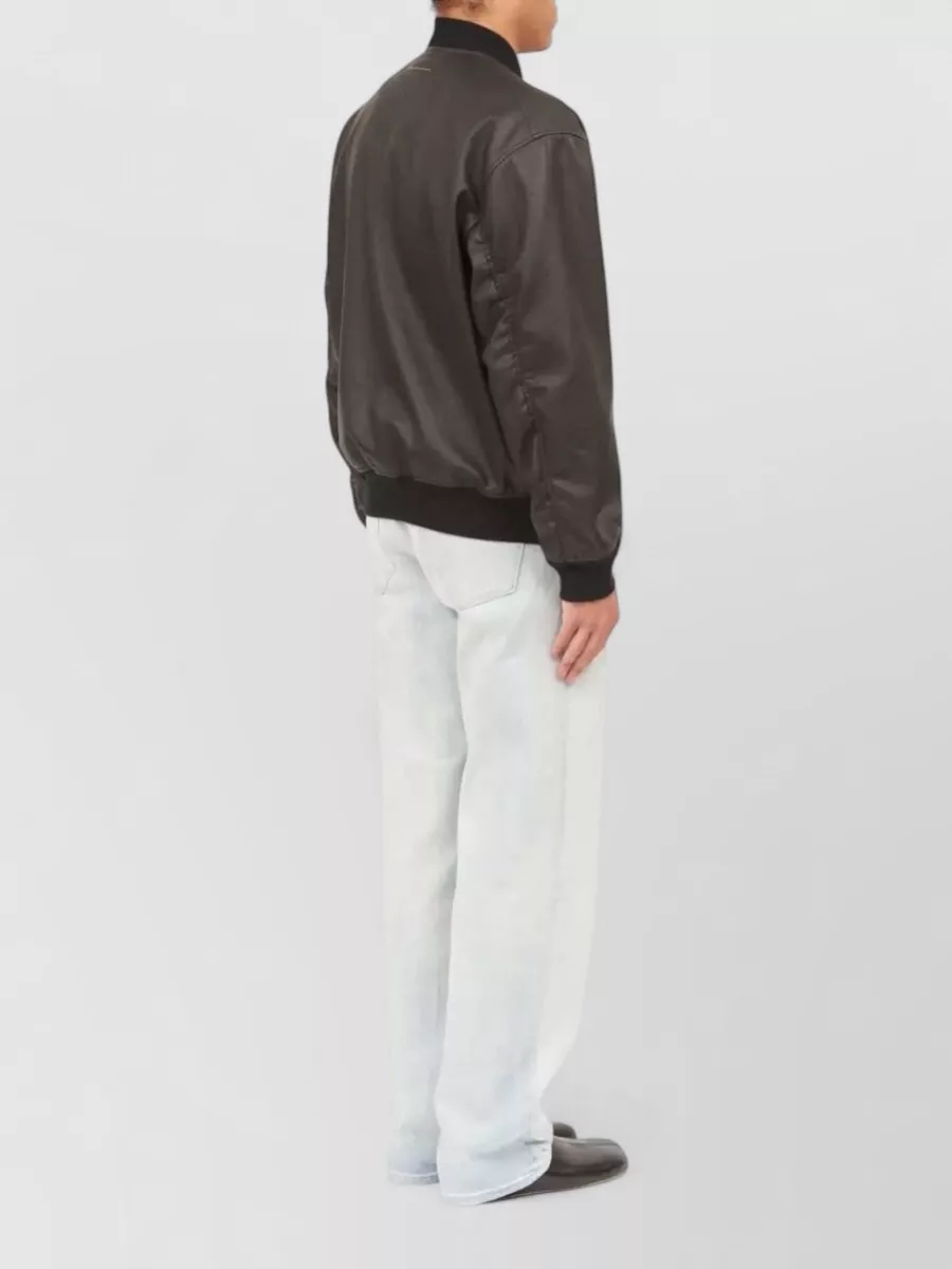 Mm6 Maison Margiela Leather Texture Jacket Front And Chest Pockets