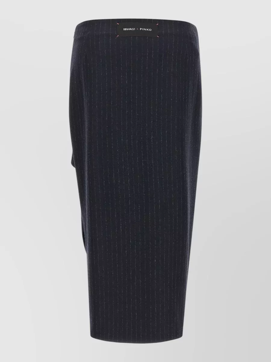 Pinko Pinstripe Asymmetric Draped Maxi Skirt