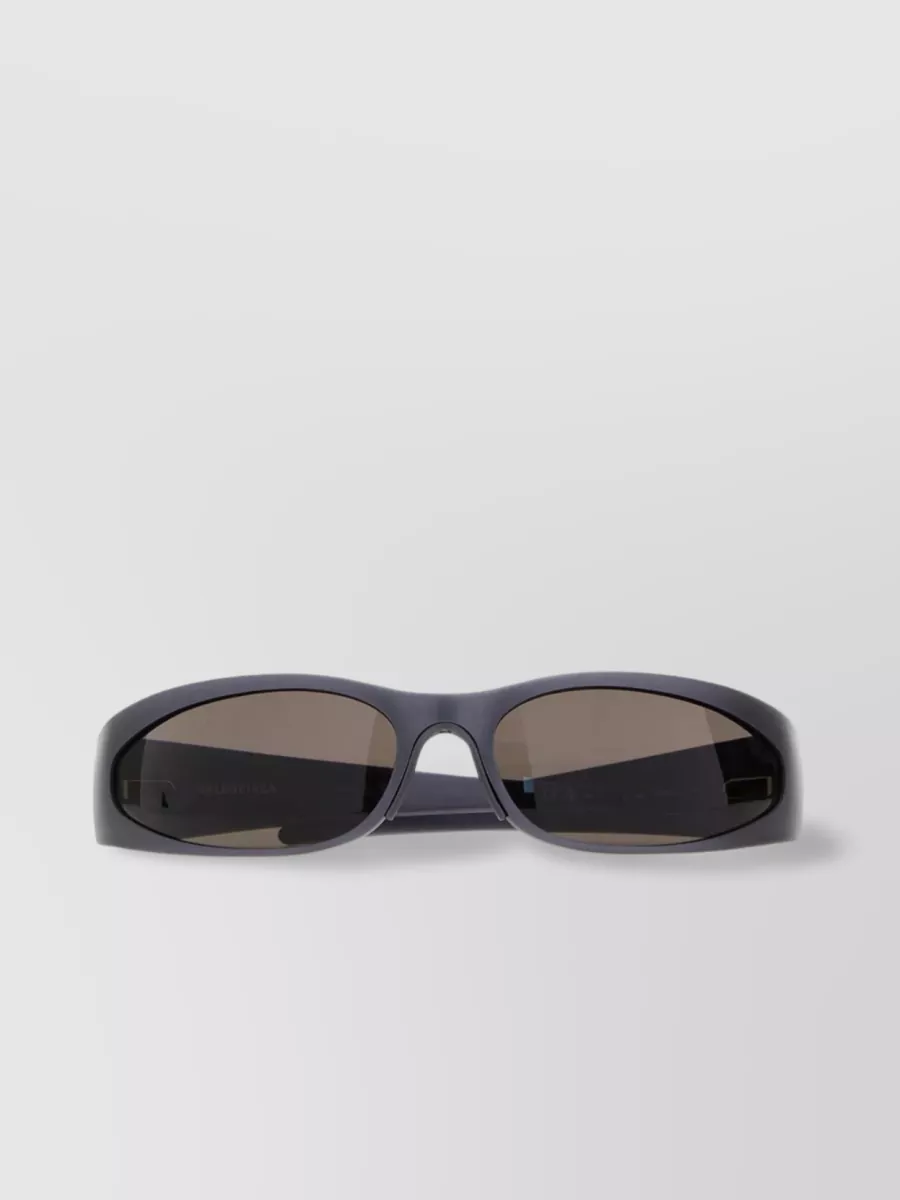 Shop Balenciaga Aluminum Masked Curved Sunglasses In Black