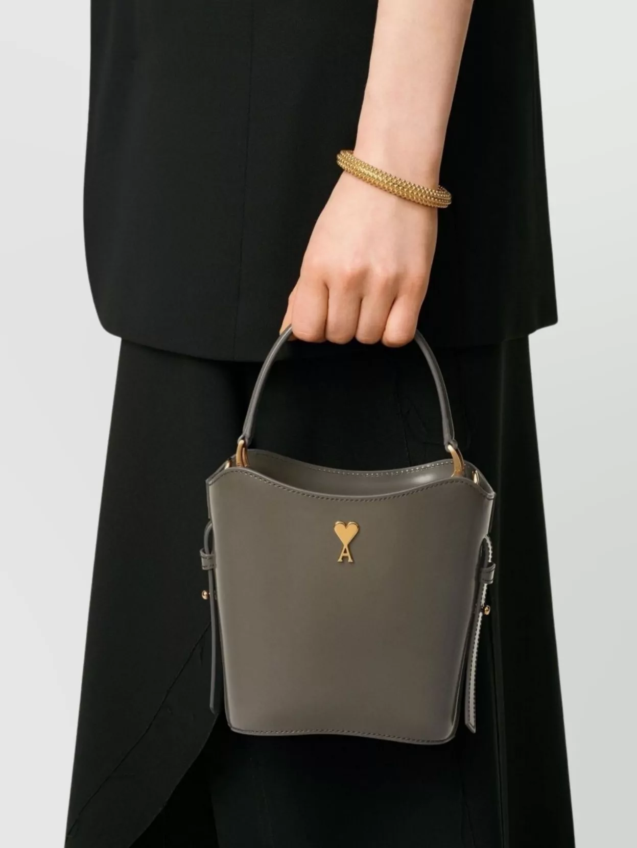 Ami Paris Adjustable Strap Leather Shoulder Bag
