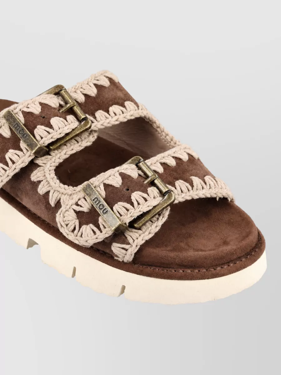 Mou Suede Leather Buckled Sandals