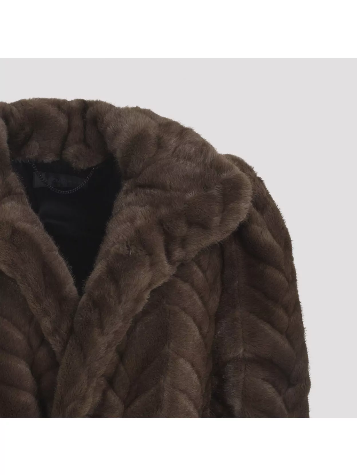 Balenciaga Long Faux Fur Maxi Coat With Chevron In Brown