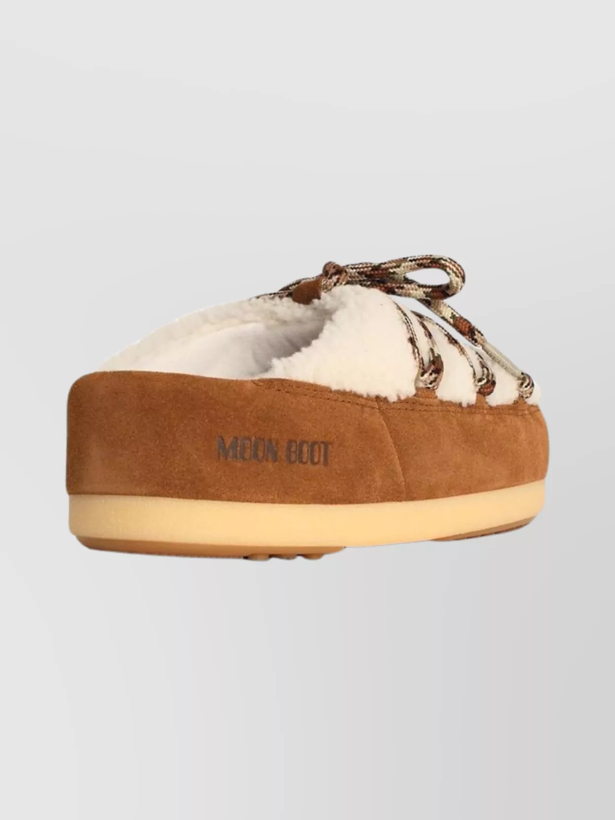 Moon Boot Shearling Slippers With Faux Fur Lining In Brown