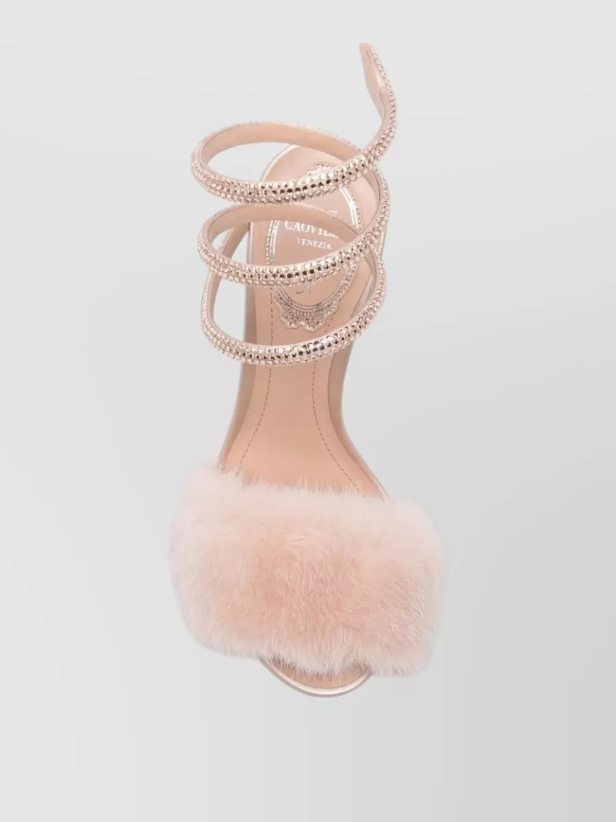 Rene Caovilla Silk Satin Crystal-Embellished Sandals