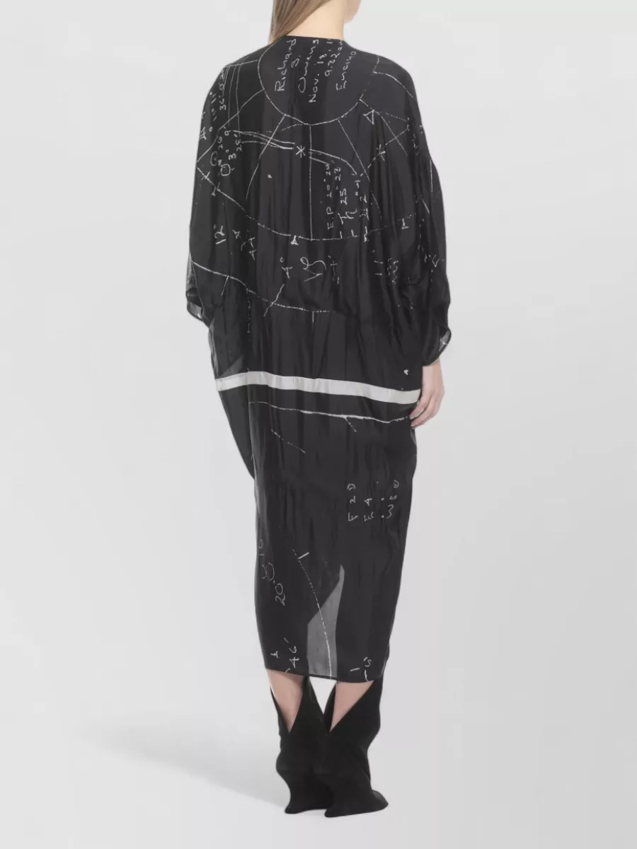 Rick Owens Printed V-Neck Long-Sleeve Maxi Dress