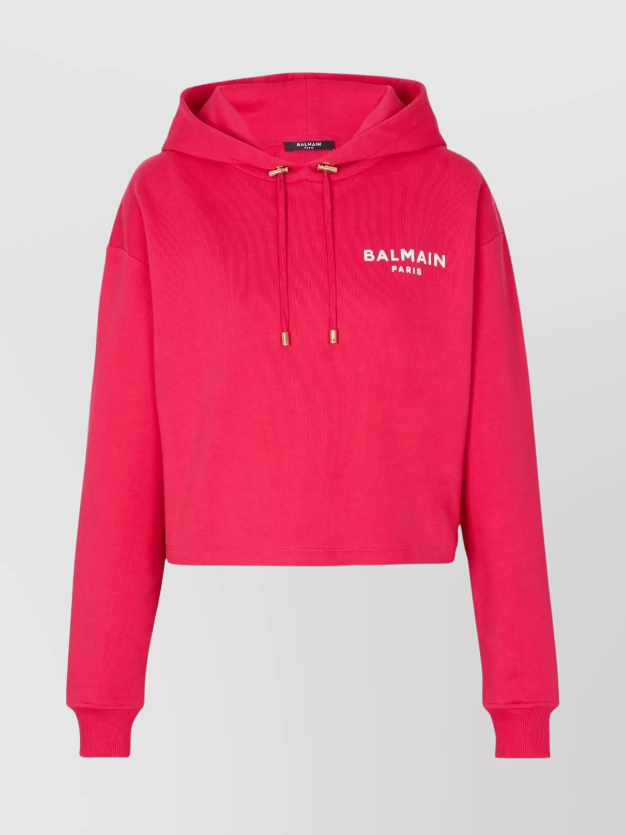 Shop Balmain Adjustable Hood Knitwear With Golden Metal Accents In Pink