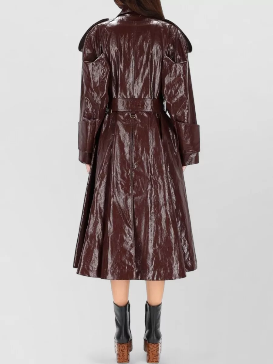 Chloé Long Riding Coat Buttoned Cuffs Epaulettes