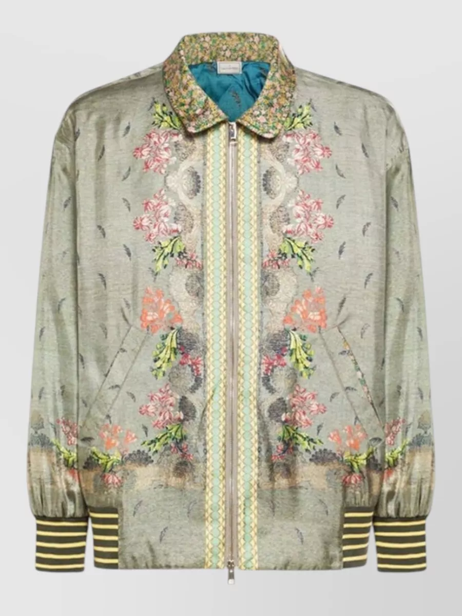 Pierre louise mascia Silk floral-print ribbed bomber jacket