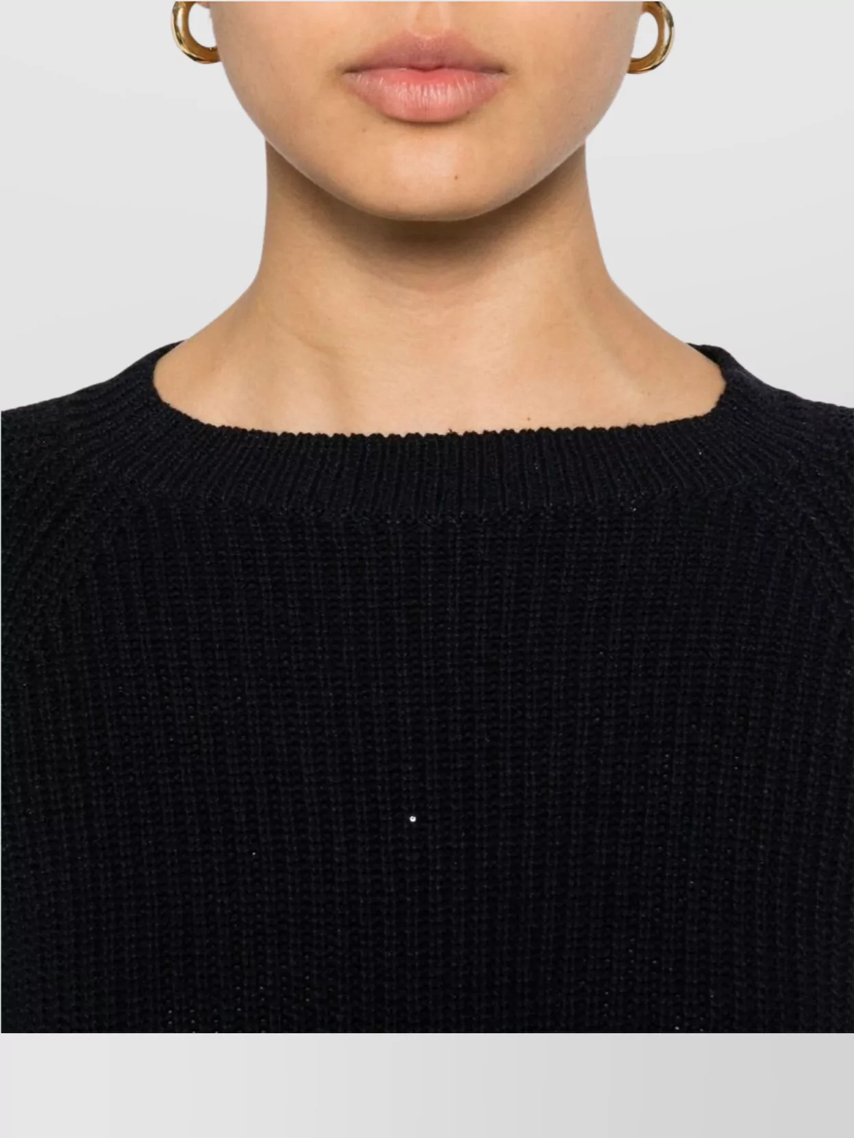 Fabiana Filippi Ribbed Crewneck Sweater With Fitted Cuffs