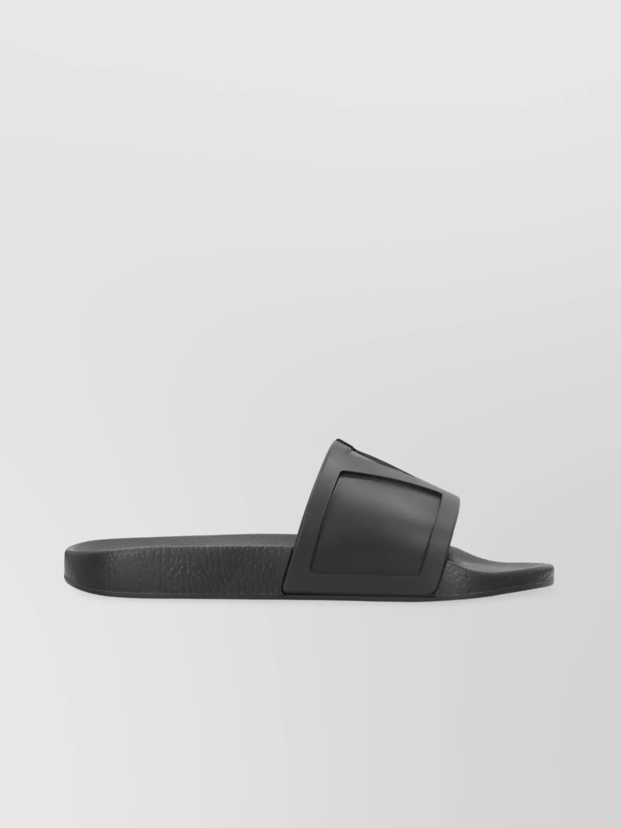 Valentino Rubber Slides With Wide Strap And Flat Sole