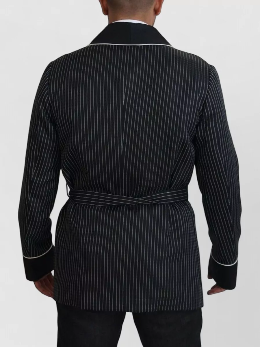 Dolce&Gabbana Silk Pinstripe Belted Blazer