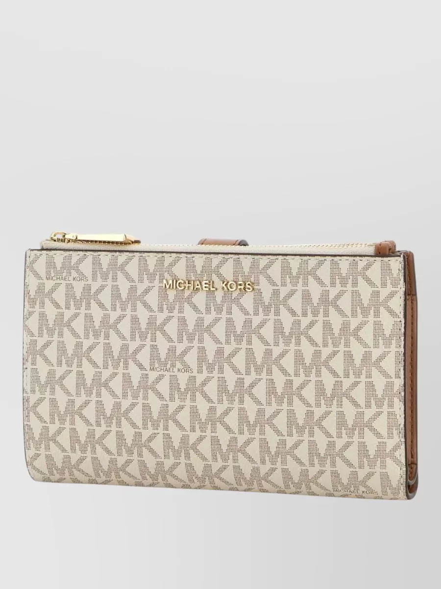 Michael Kors Canvas Wallet Featuring Gold-tone Hardware In White
