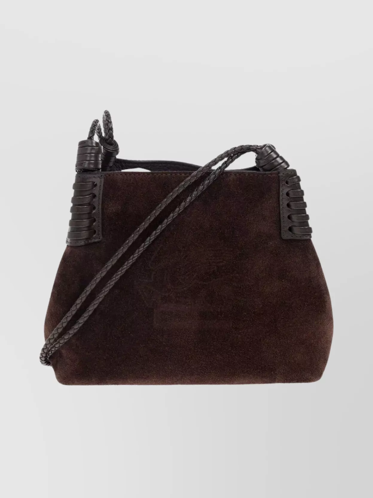 Etro Suede Shoulder Bag Braided Handles