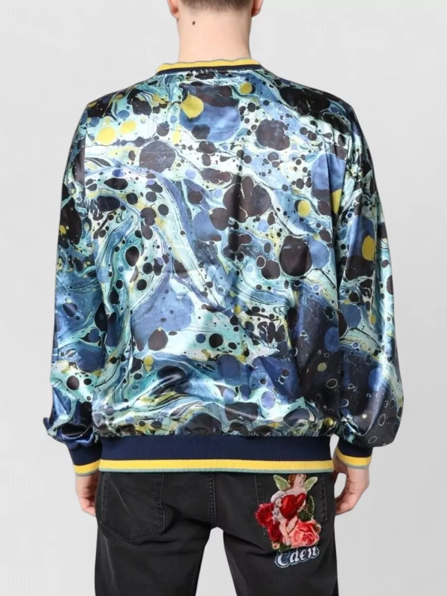 Dolce&Gabbana Silk Marble Print Relaxed-Fit Pullover Sweater
