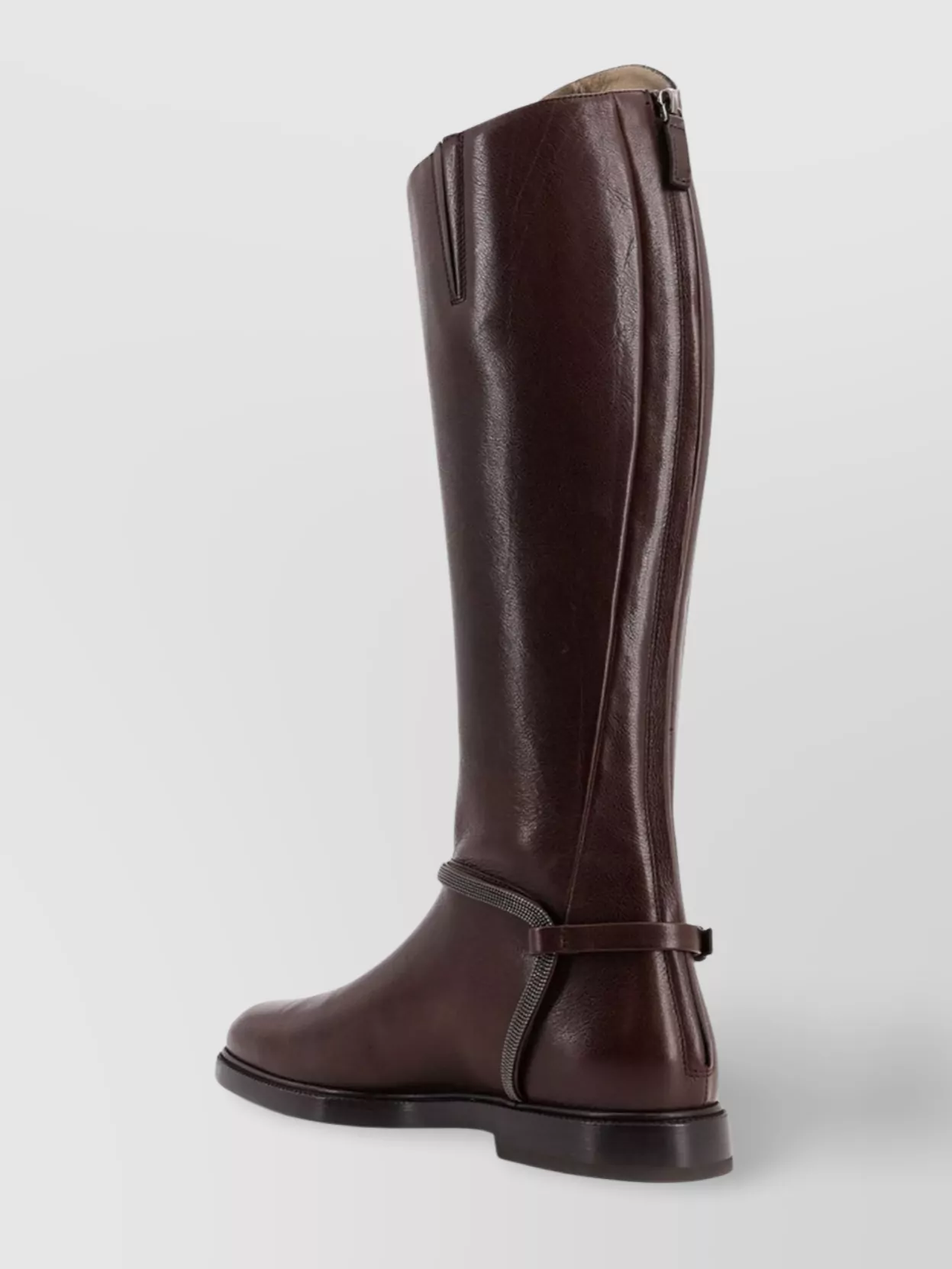 Brunello Cucinelli Women Classic Leather Boot With Precious Spurs