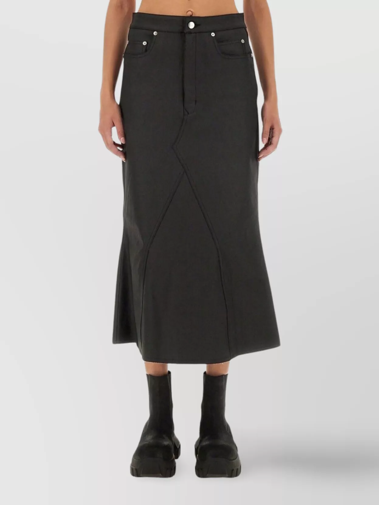 Rick Owens Denim Skirt With Pockets And Belt Loops
