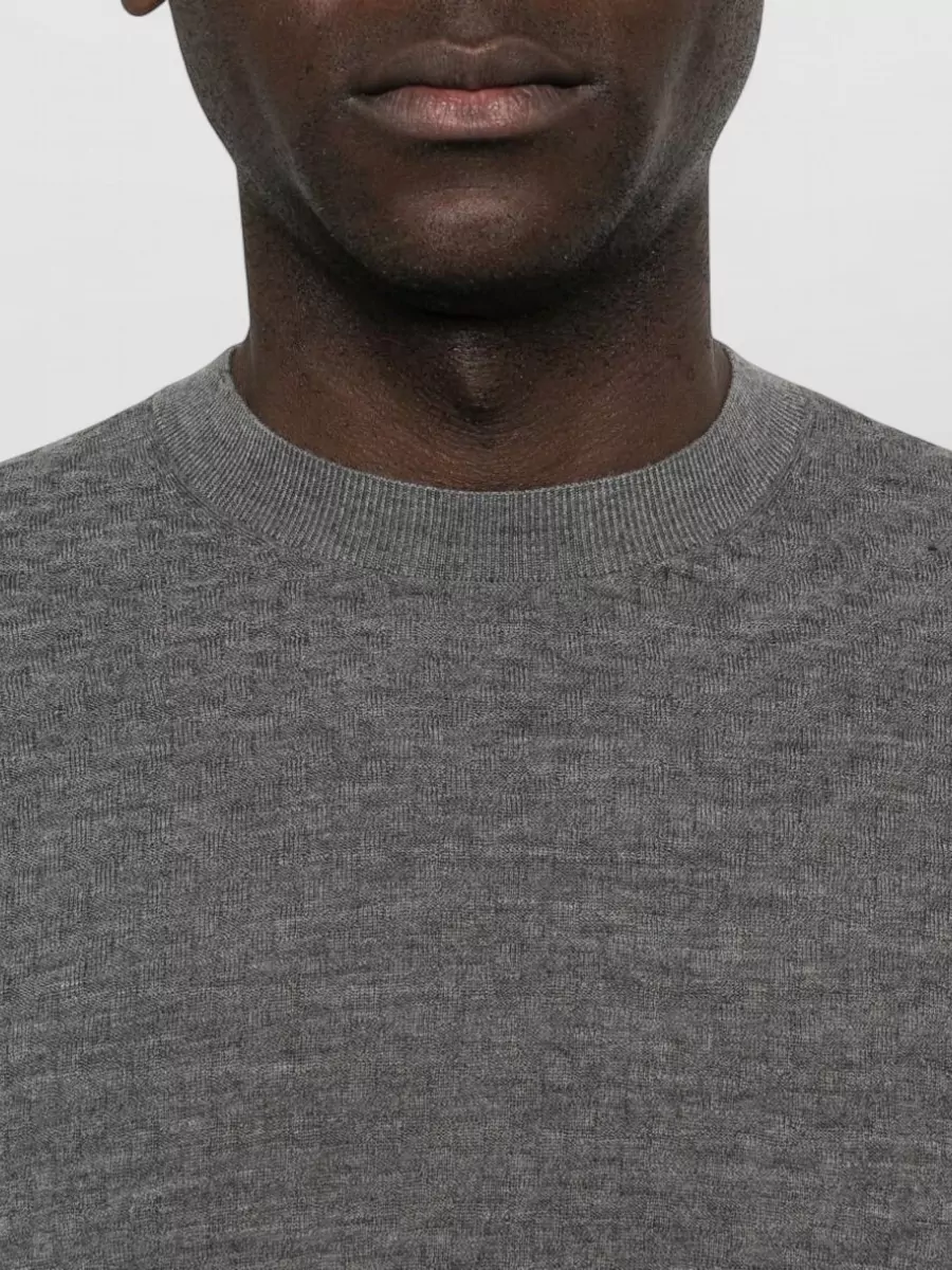 Emporio Armani Virgin Wool Textured Knit Crewneck Sweater