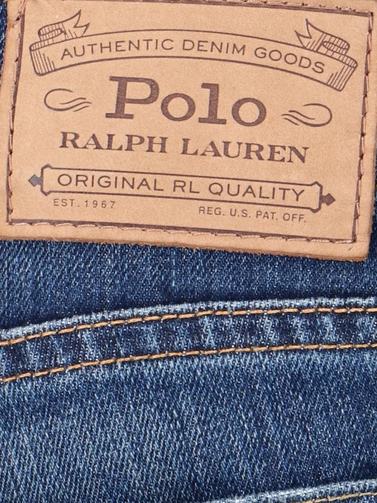 Polo Ralph Lauren Straight Leg Trousers With Belt Loops And Leather Patch